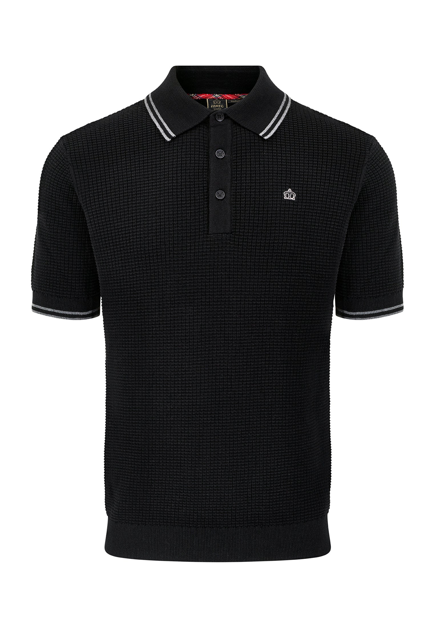 Waffle Knitted Polo Shirt Front by Merc