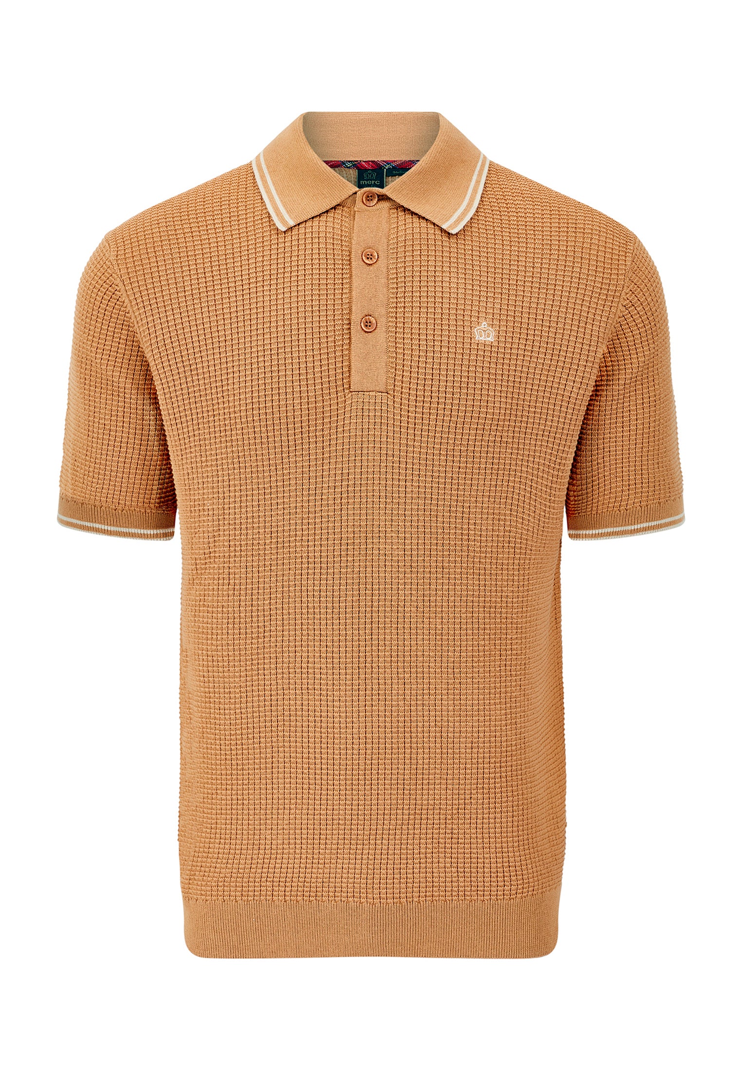 Waffle Knitted Polo Shirt Front by Merc