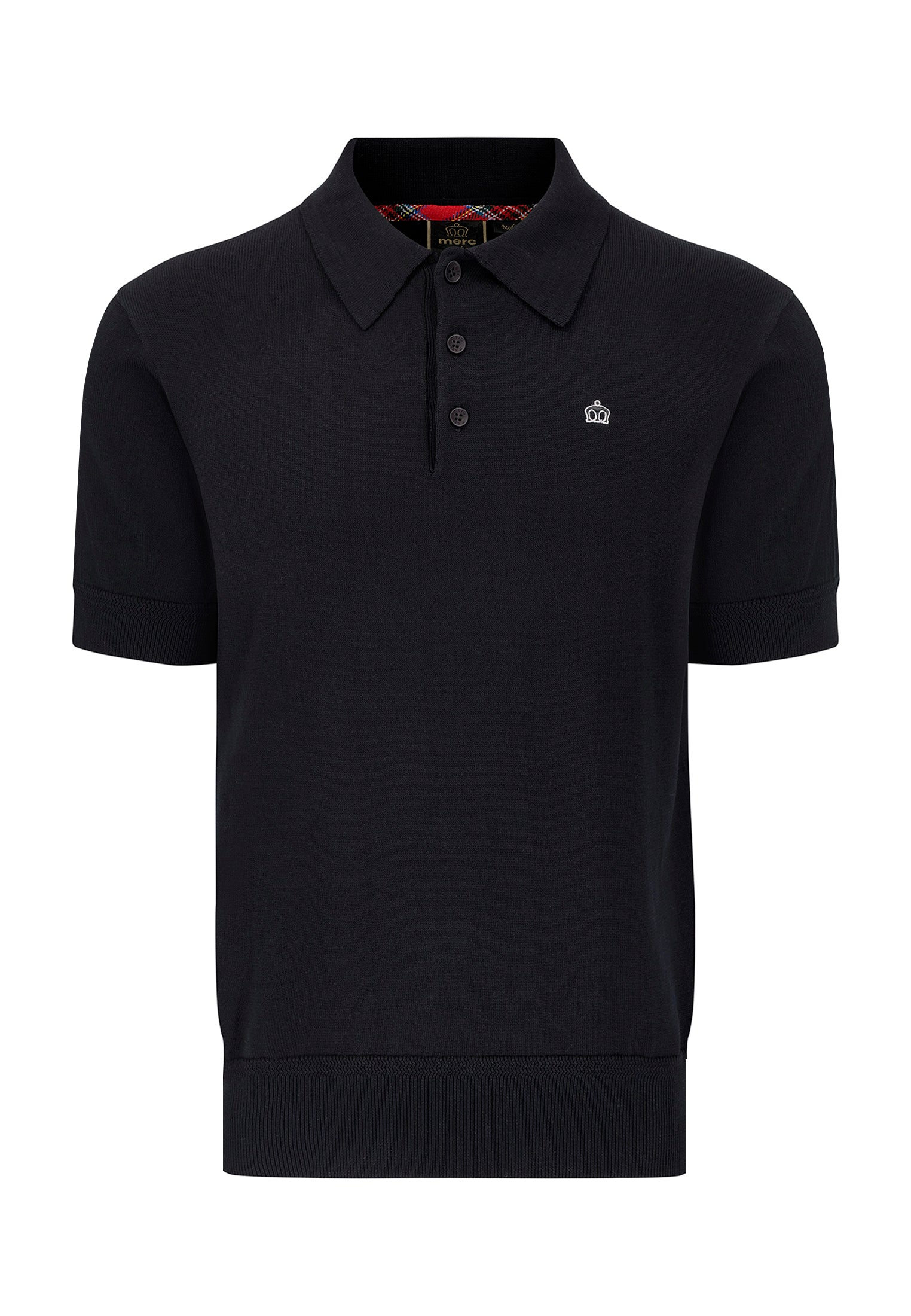 Super Soft Knitted Polo Shirt In Dark Blue by Merc