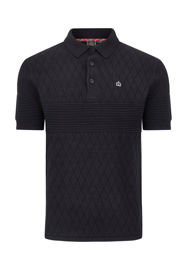 colour_Black|Kntted Polo Shirt