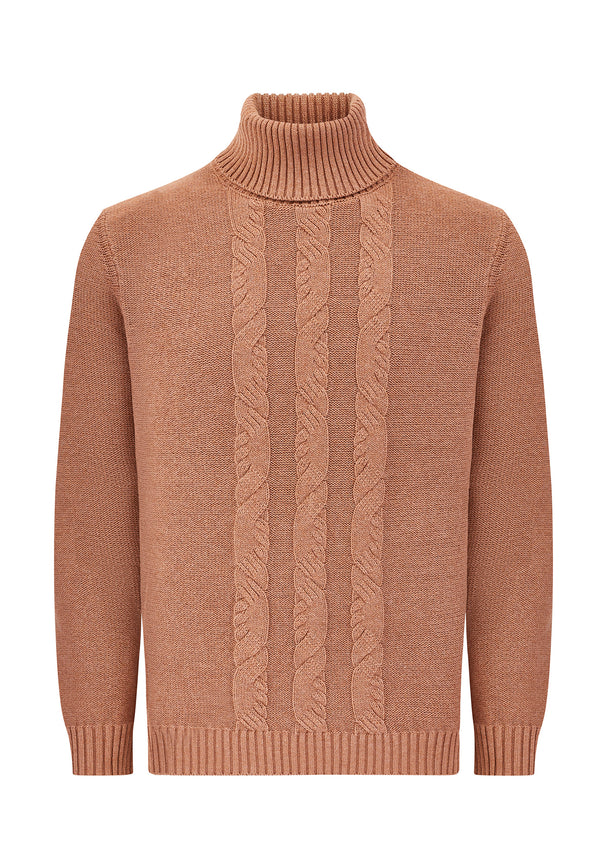 colour_Tan Marl|High Neck Jumper