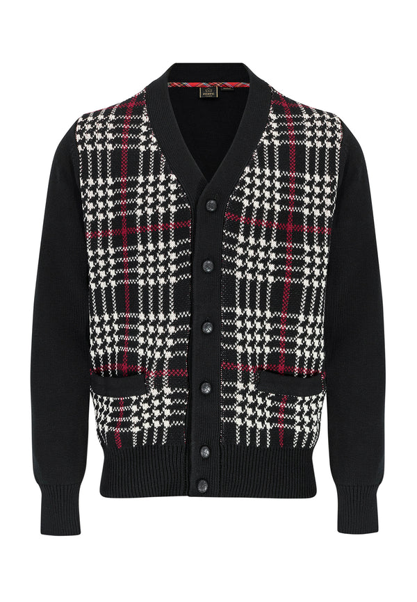 colour_Black|Checkered Black Cardigan