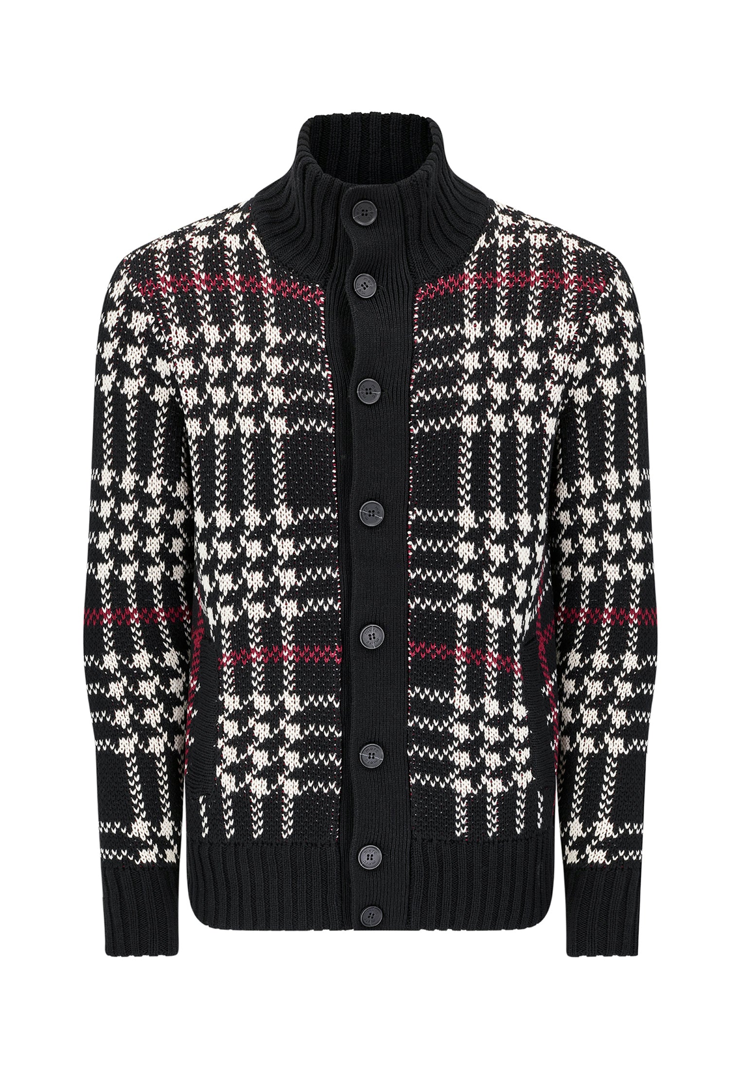 Houndstooth Check Black  Cardigan