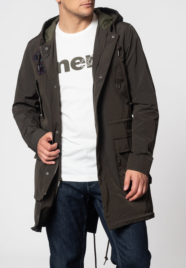 colour_Dark Khaki|Merc London Defoe Parka with Badges